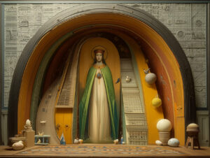 A saint in an alcove.