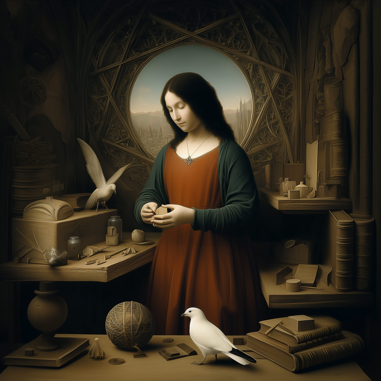 A geometer with birds.