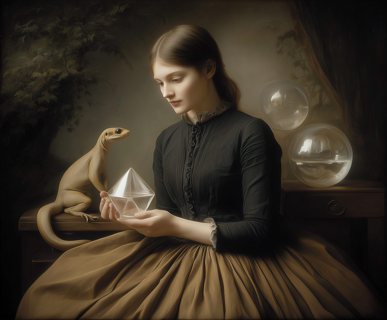 A geometer with a lizard.