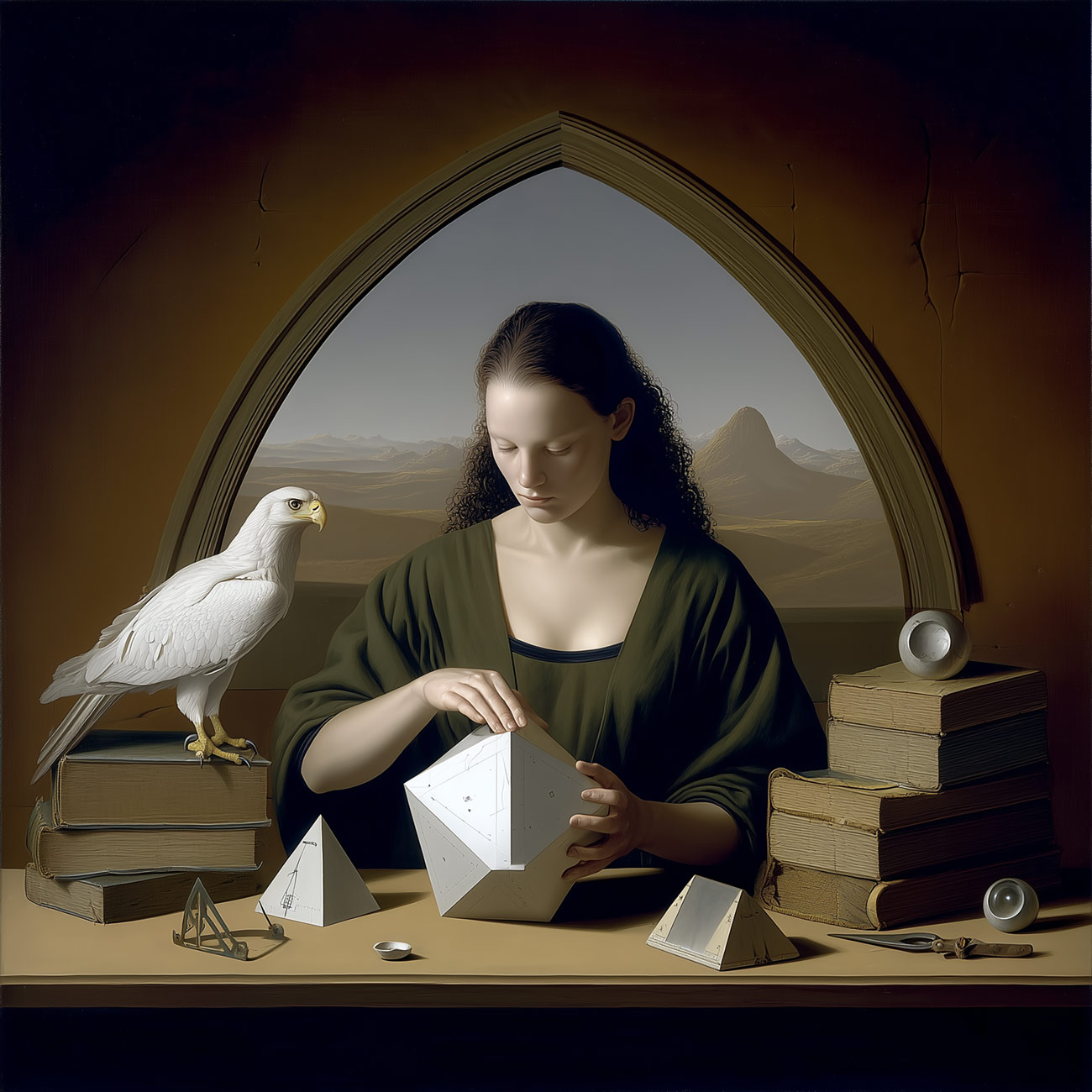 A geometer with a bird.