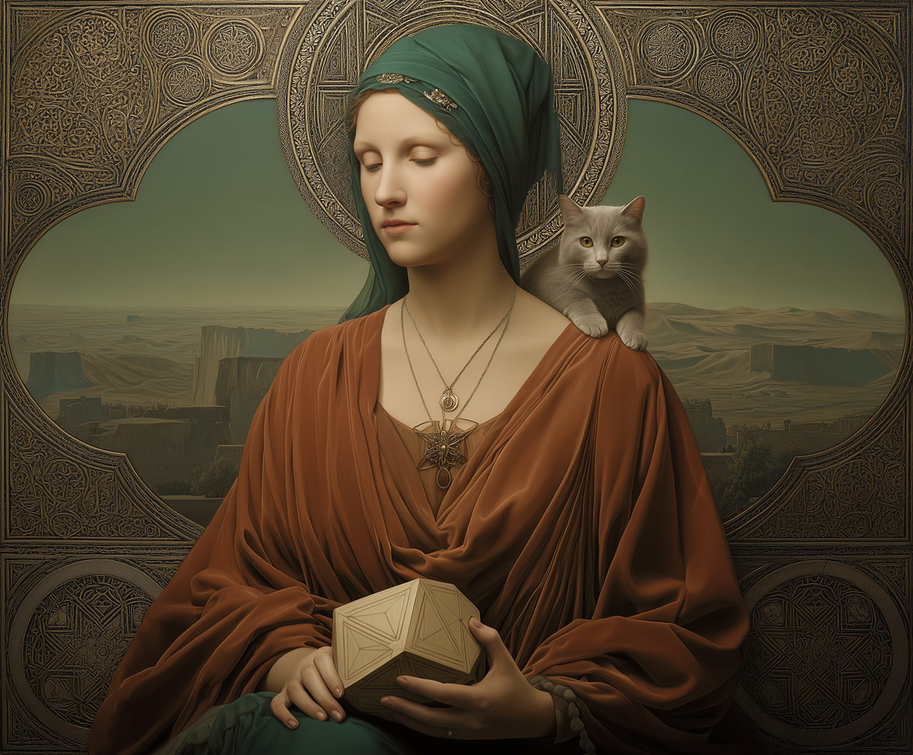 A geometer with a cat.