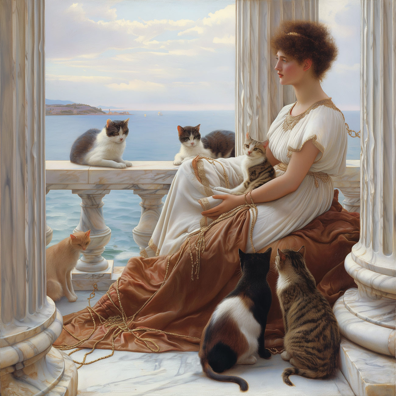 A Greek noblewoman with cats.