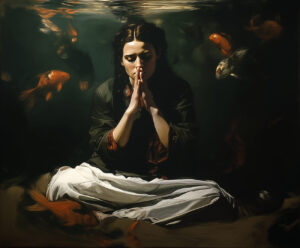 A saint praying underwater.
