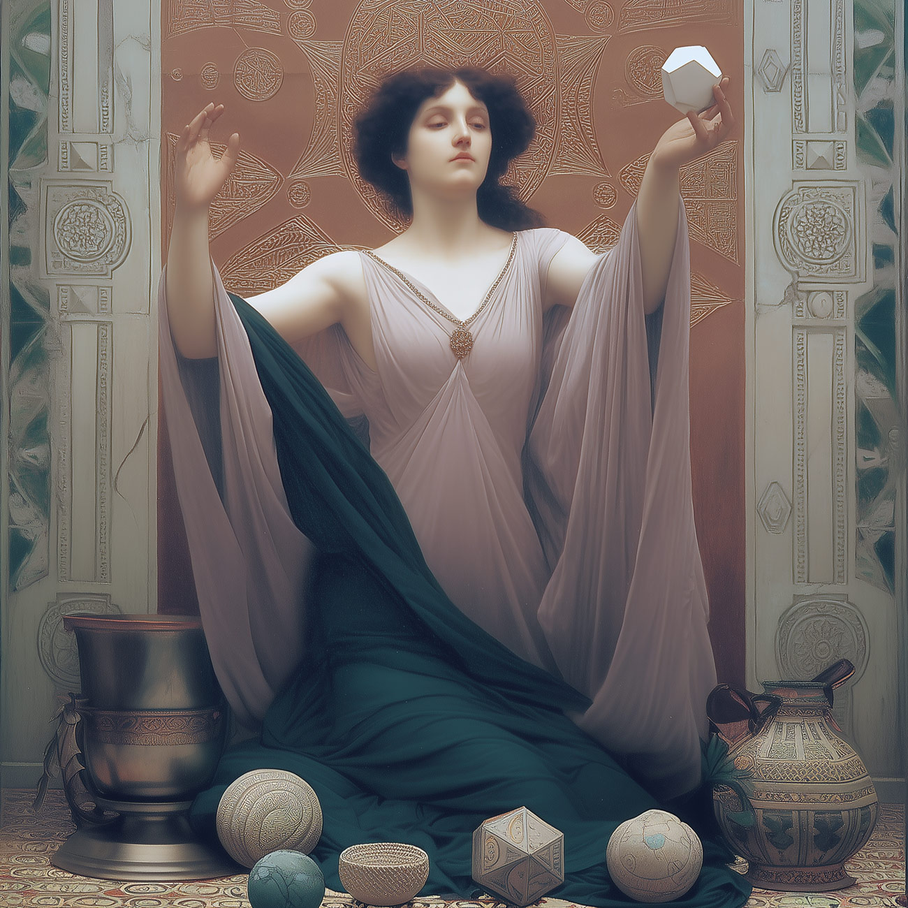 A geometer with her sacred forms.