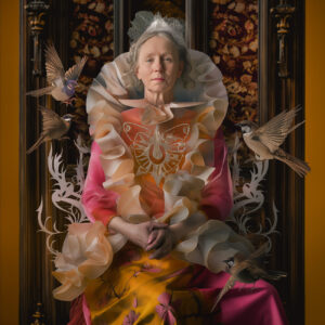 An elderly priestess, dressed for the ceremony.